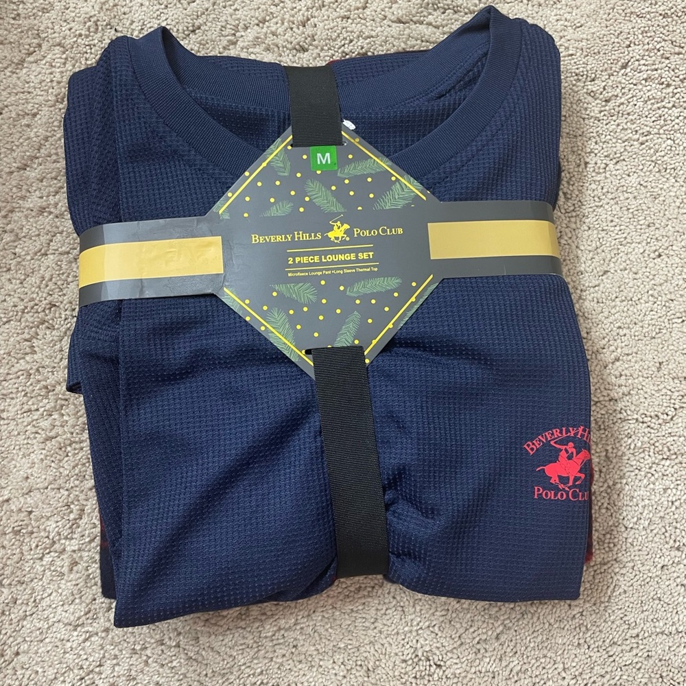 Men's Beverly Hills Polo Club Large Lounge Set Navy Blue/Red Size M